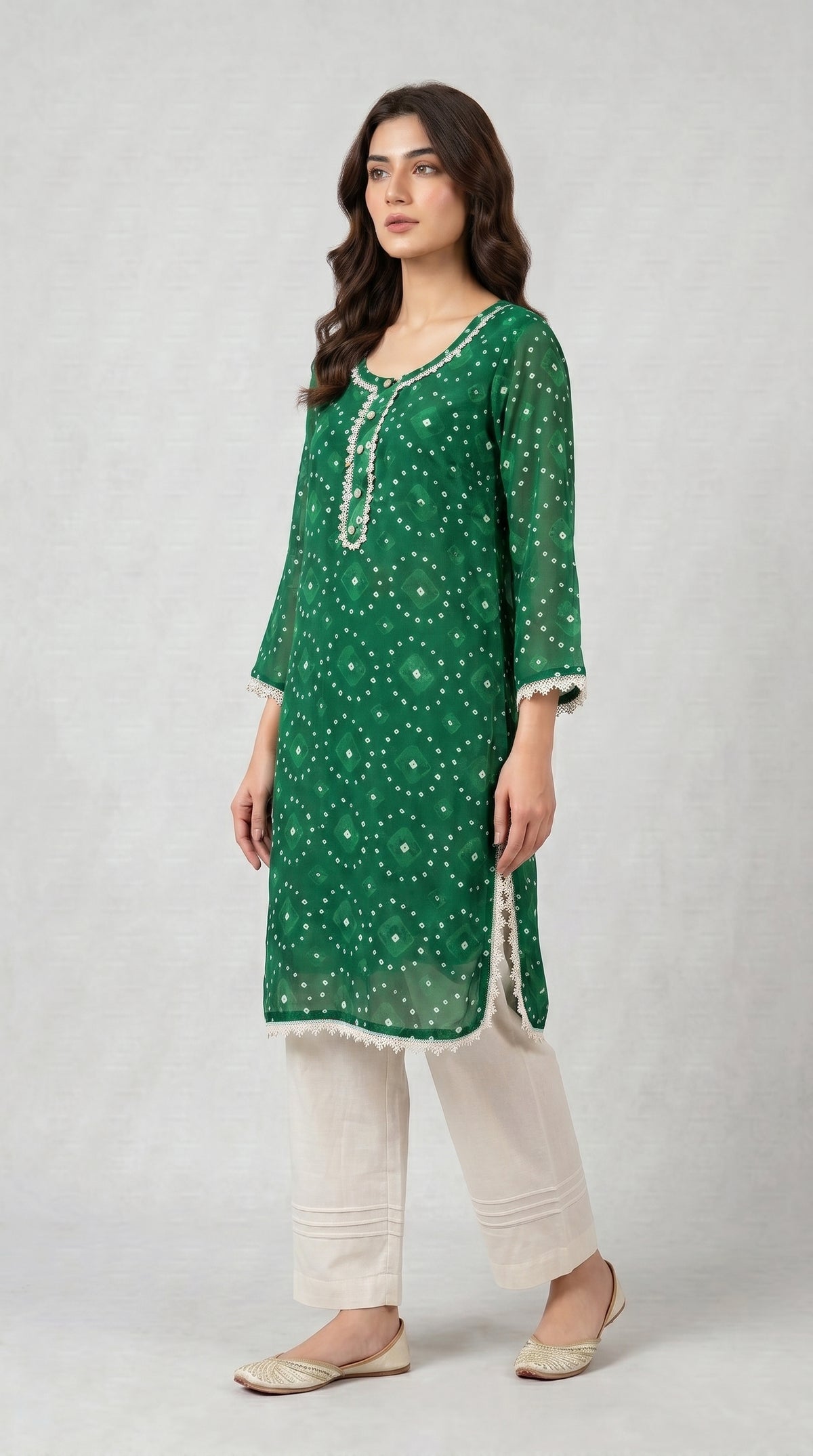 Emerald Bloom Printed Kurta Set.