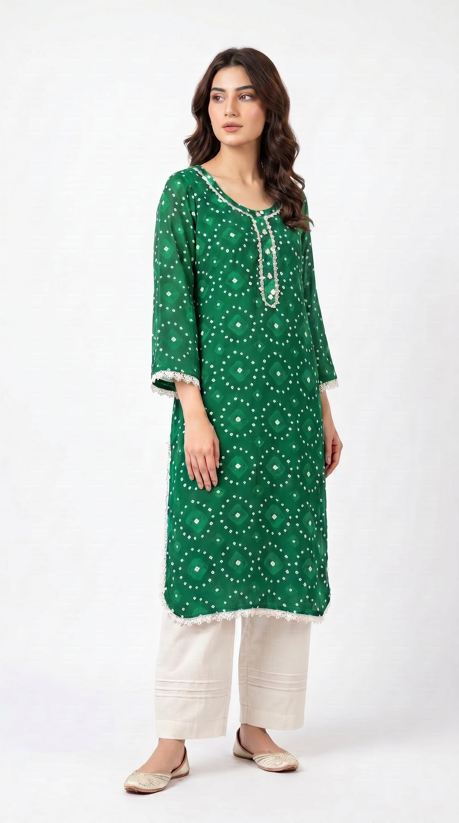 Emerald Bloom Printed Kurta Set.