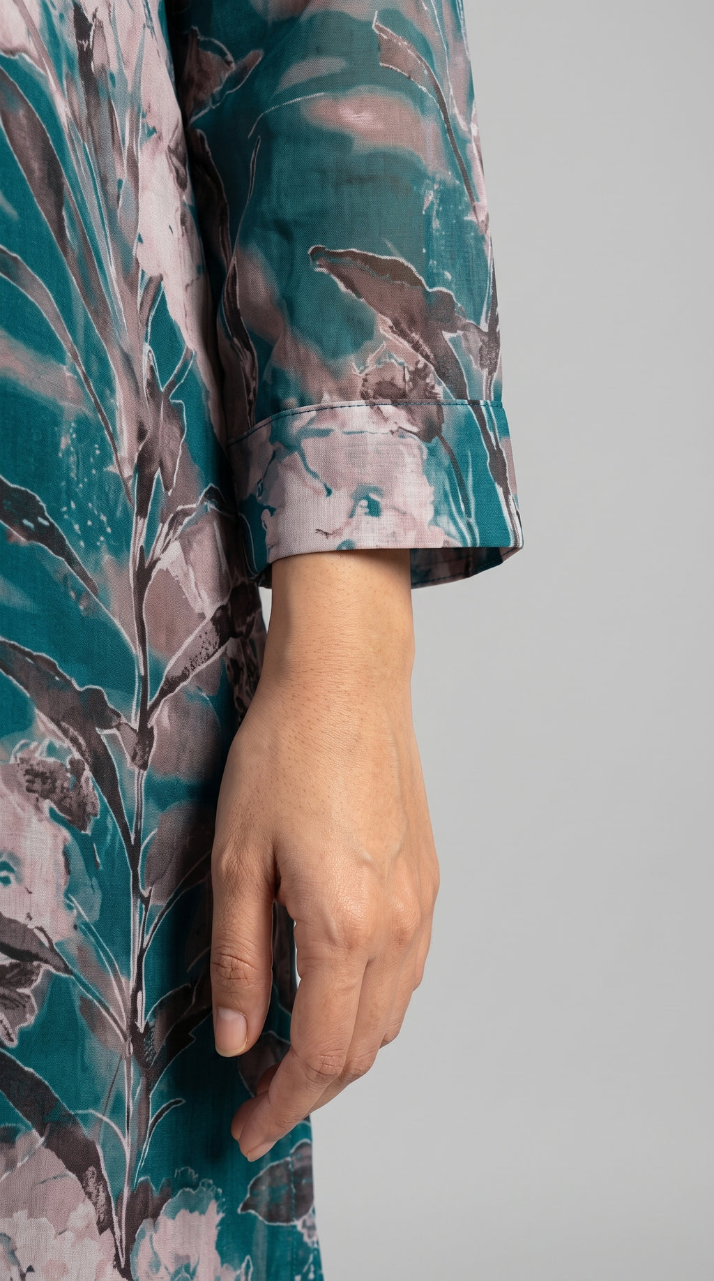 Teal Floral Printed Co-Ord Kurta Trouser Set for Women