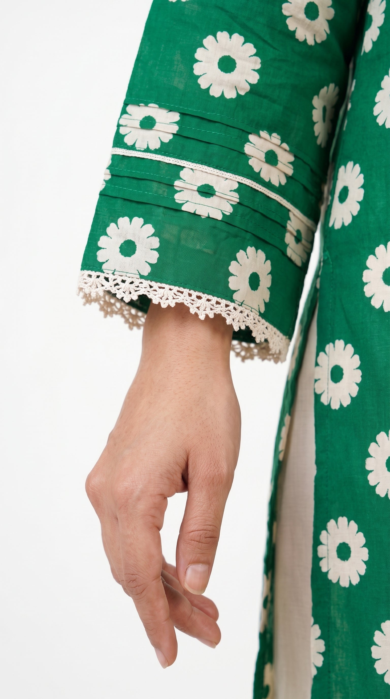 Emerald Floral Embroidered Kurta Trouser Set for Women