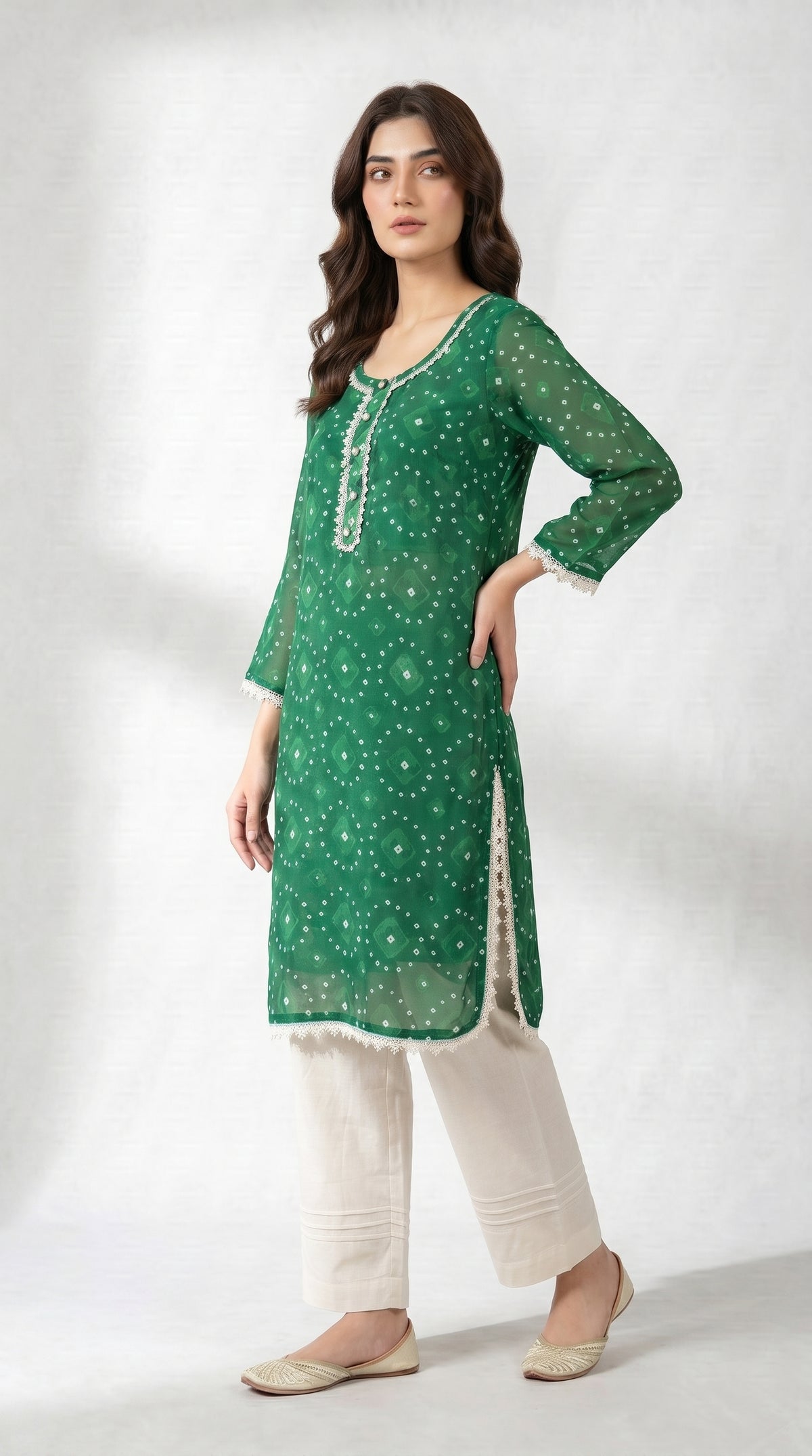 Emerald Bloom Printed Kurta Set.