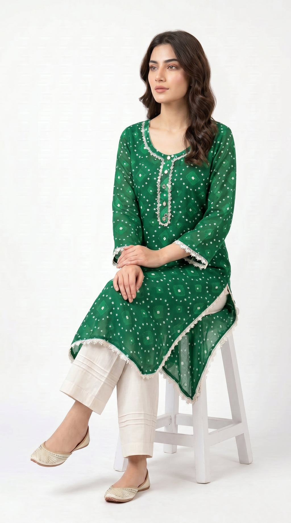 Emerald Bloom Printed Kurta Set.
