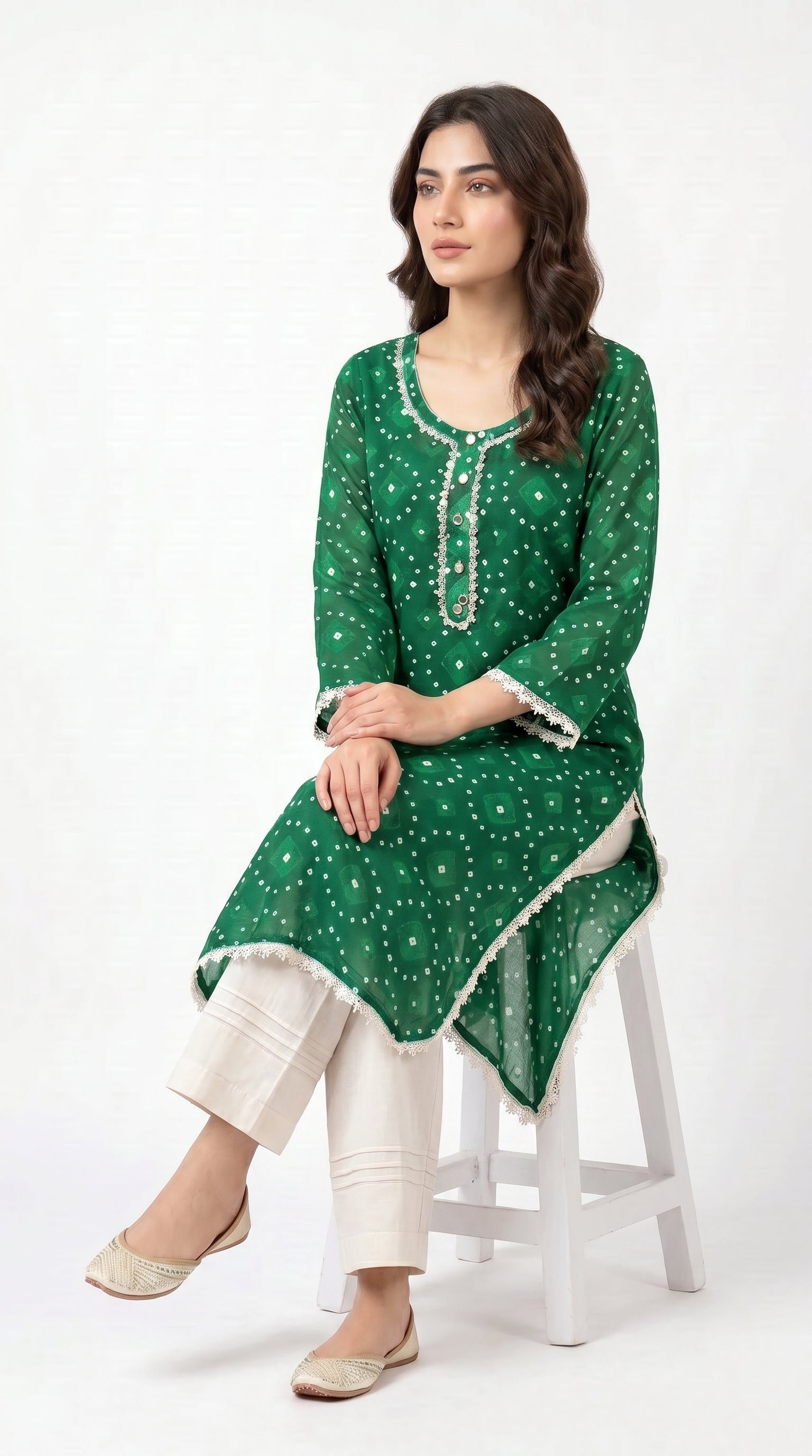 Emerald Bloom Printed Kurta Set.