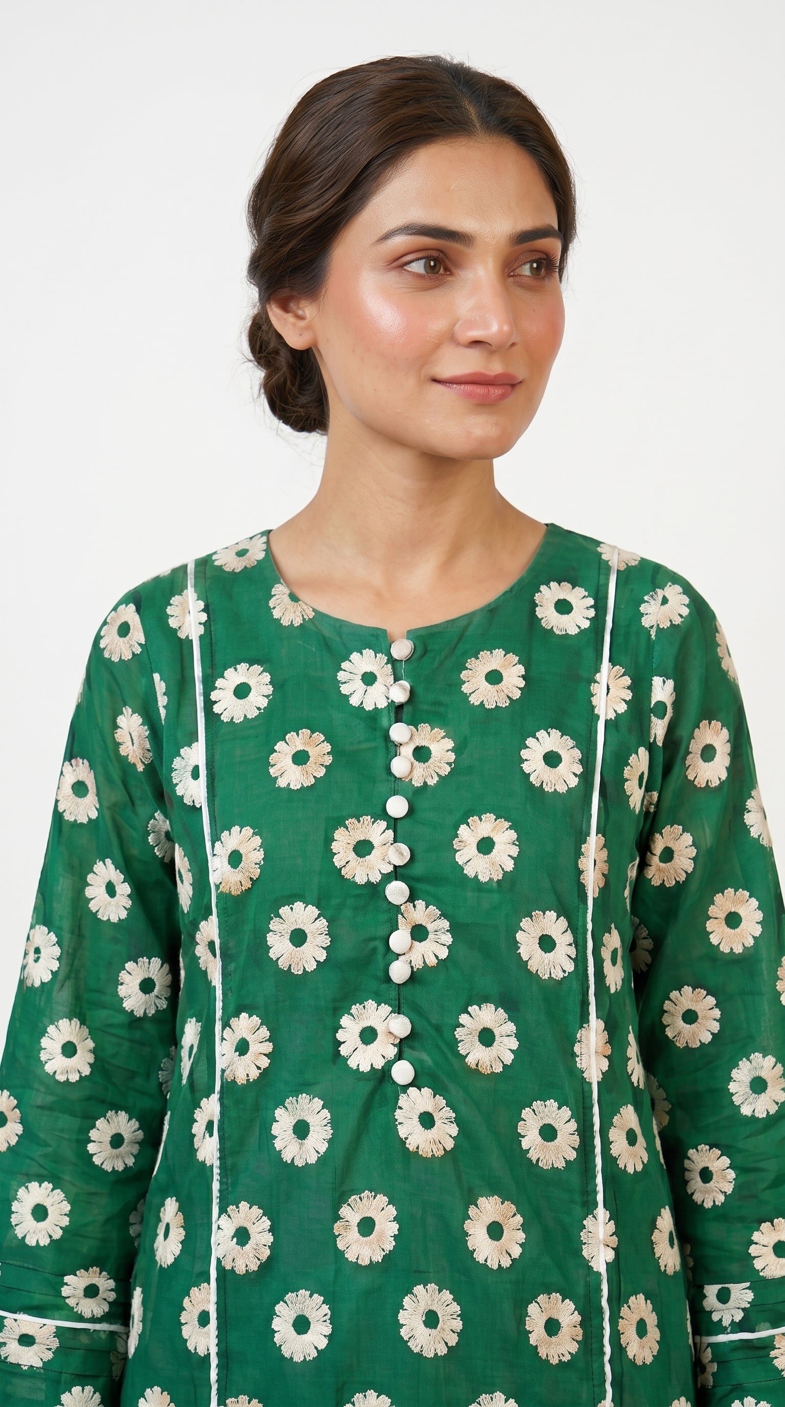 Emerald Floral Embroidered Kurta Trouser Set for Women