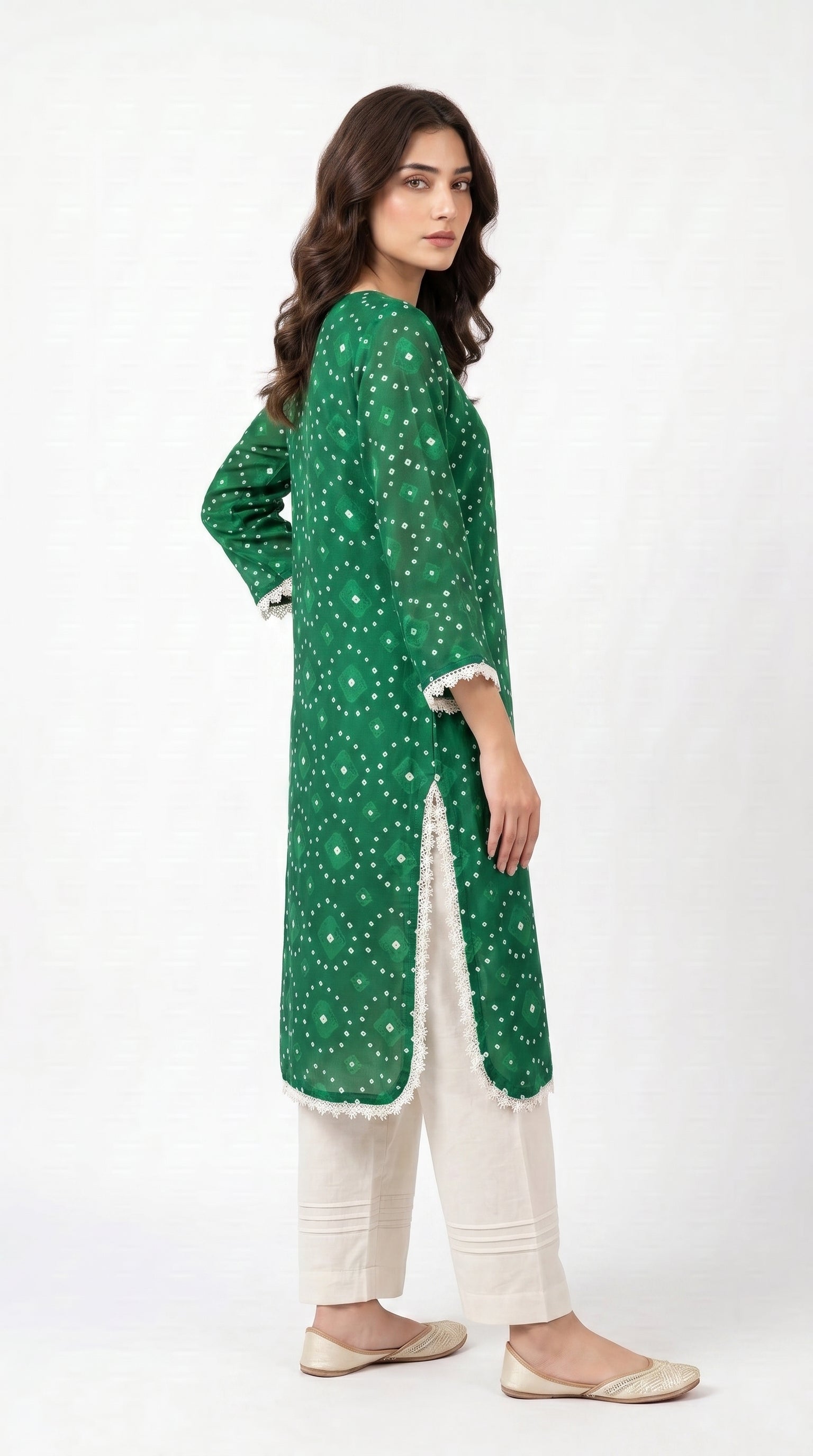 Emerald Bloom Printed Kurta Set.