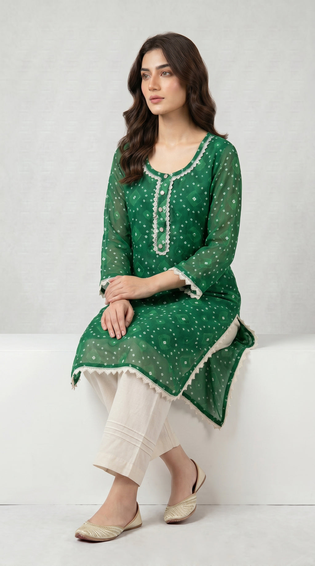 Emerald Bloom Printed Kurta Set.