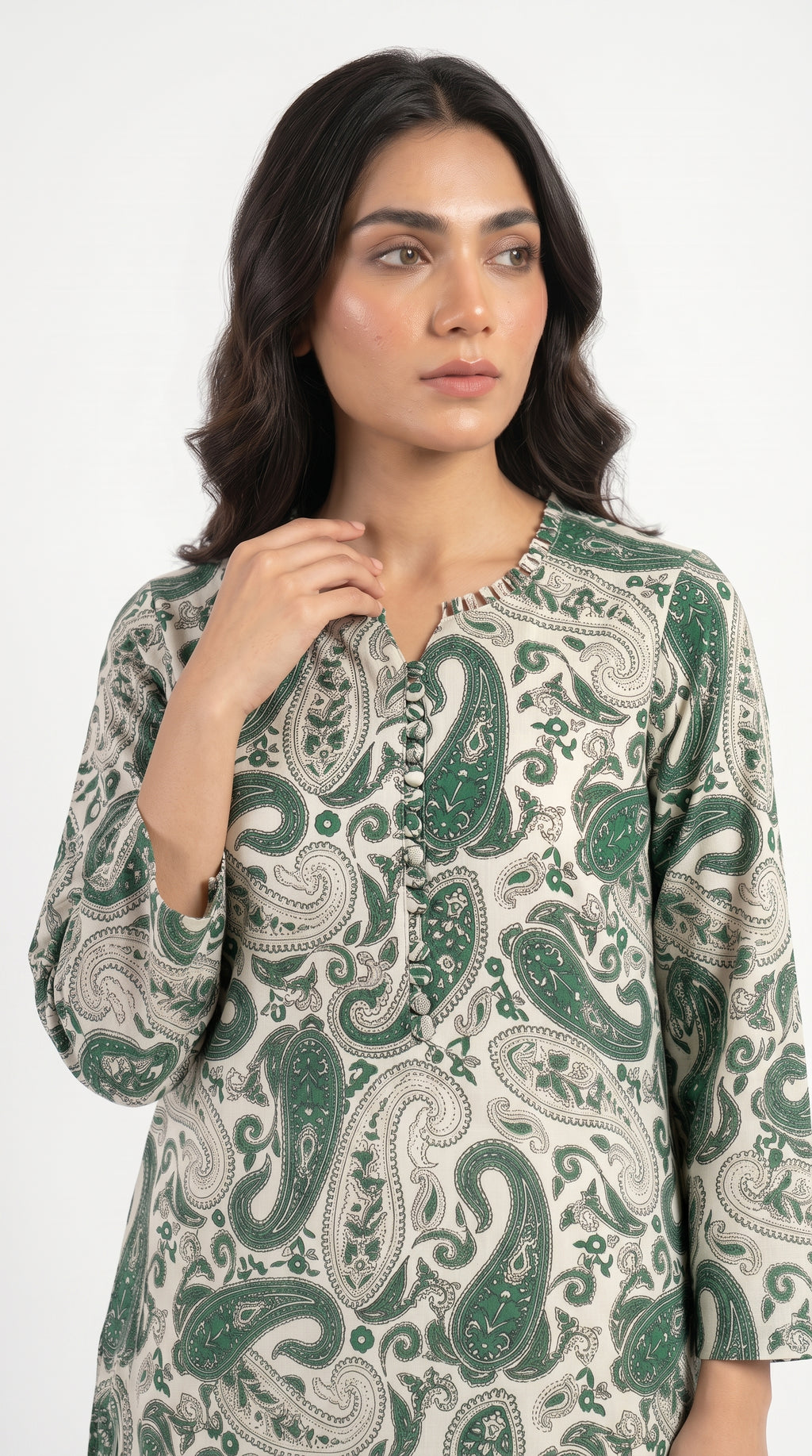 Emerald Paisley Printed Kurta Trouser Set for Women