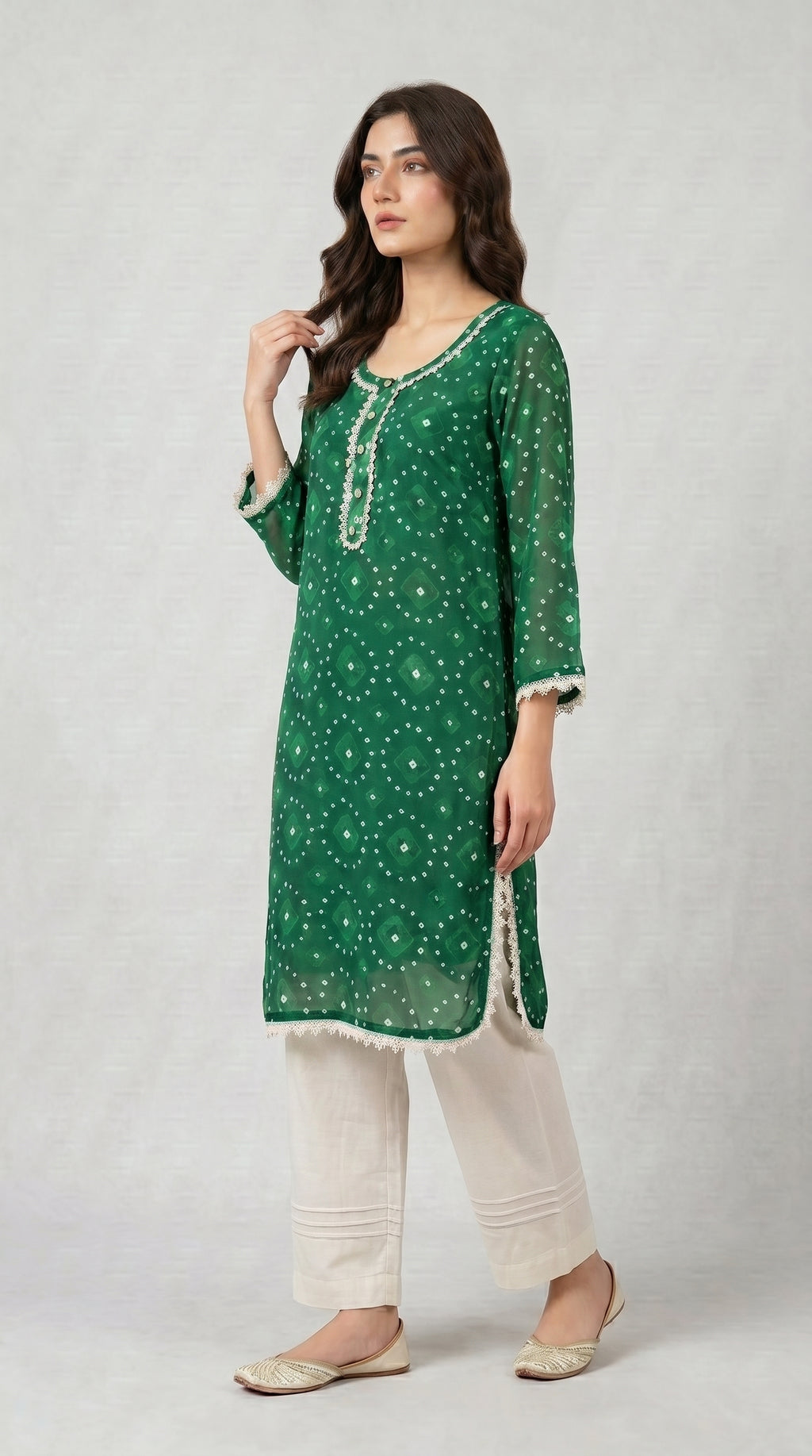 Emerald Bloom Printed Kurta Set.