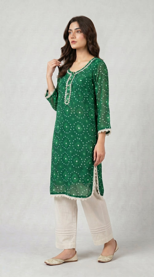 Emerald Bloom Printed Kurta Set.