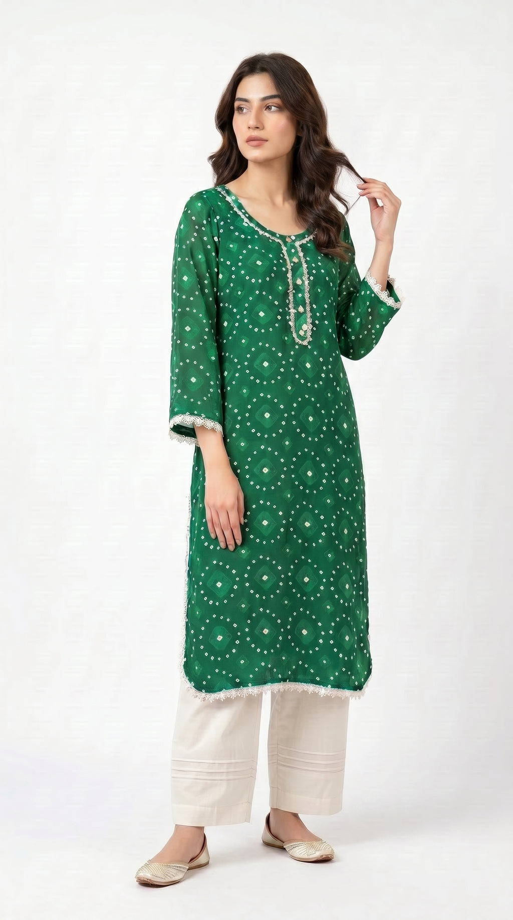 Emerald Bloom Printed Kurta Set.