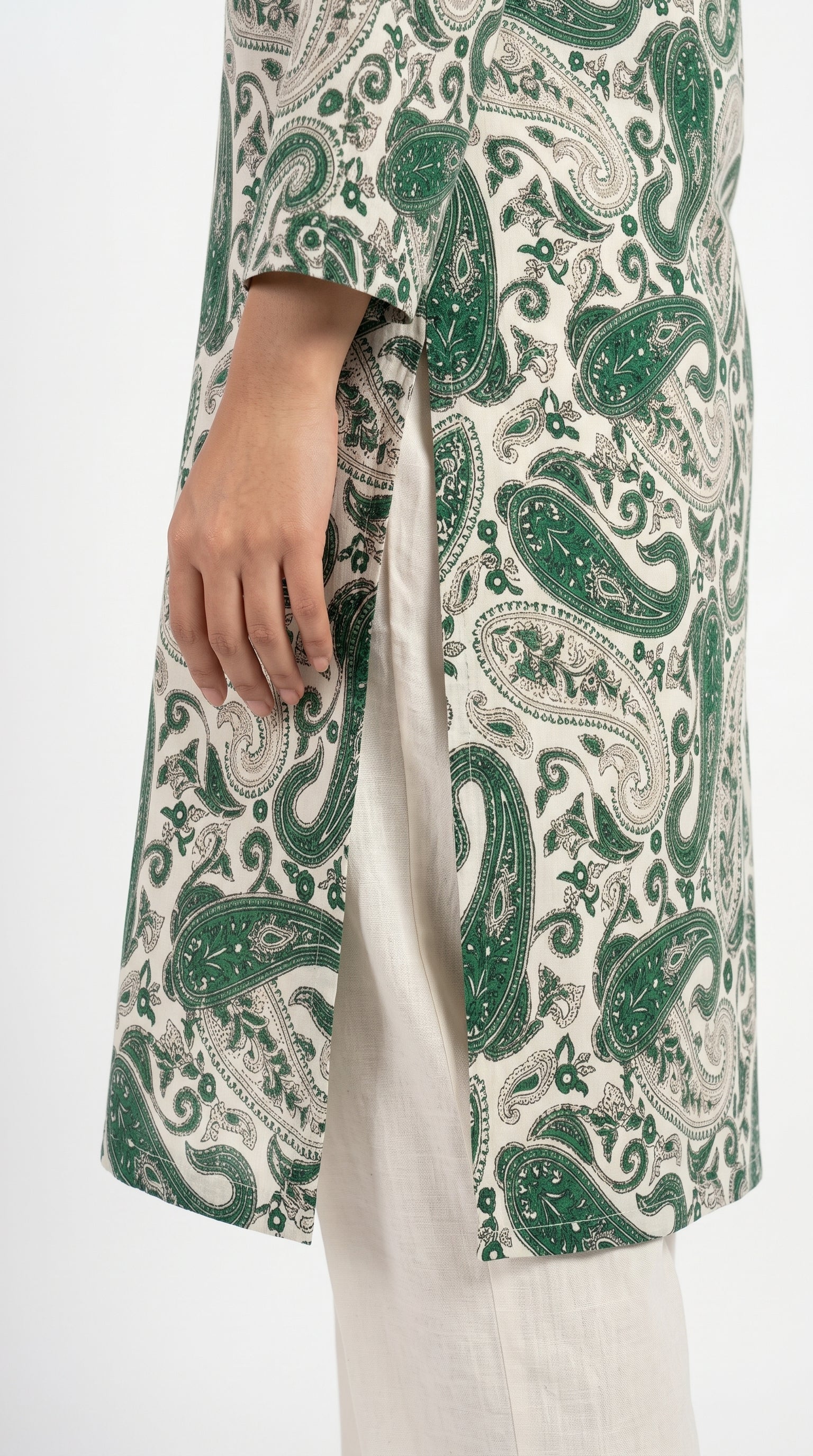 Emerald Paisley Printed Kurta Trouser Set for Women