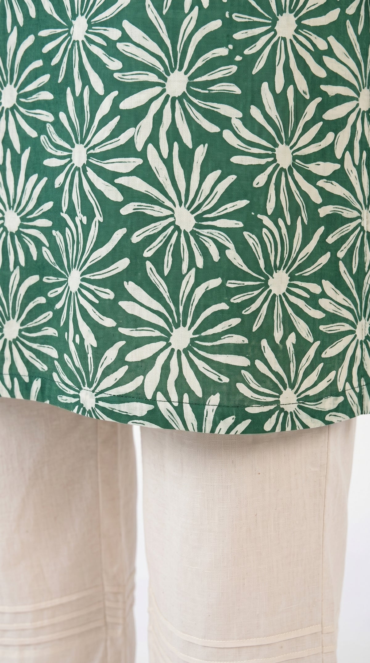 Emerald Daisy Print Kurta Trouser Set for Women