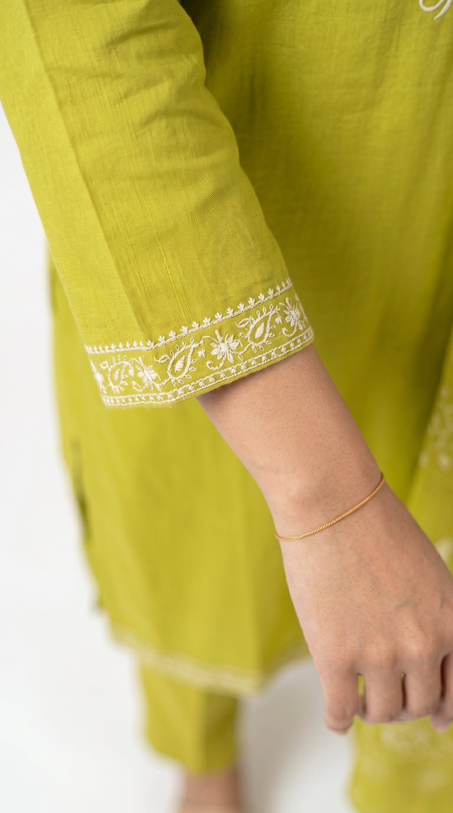 Lime Green Embroidered 3-Piece Lawn Suit with Dupatta